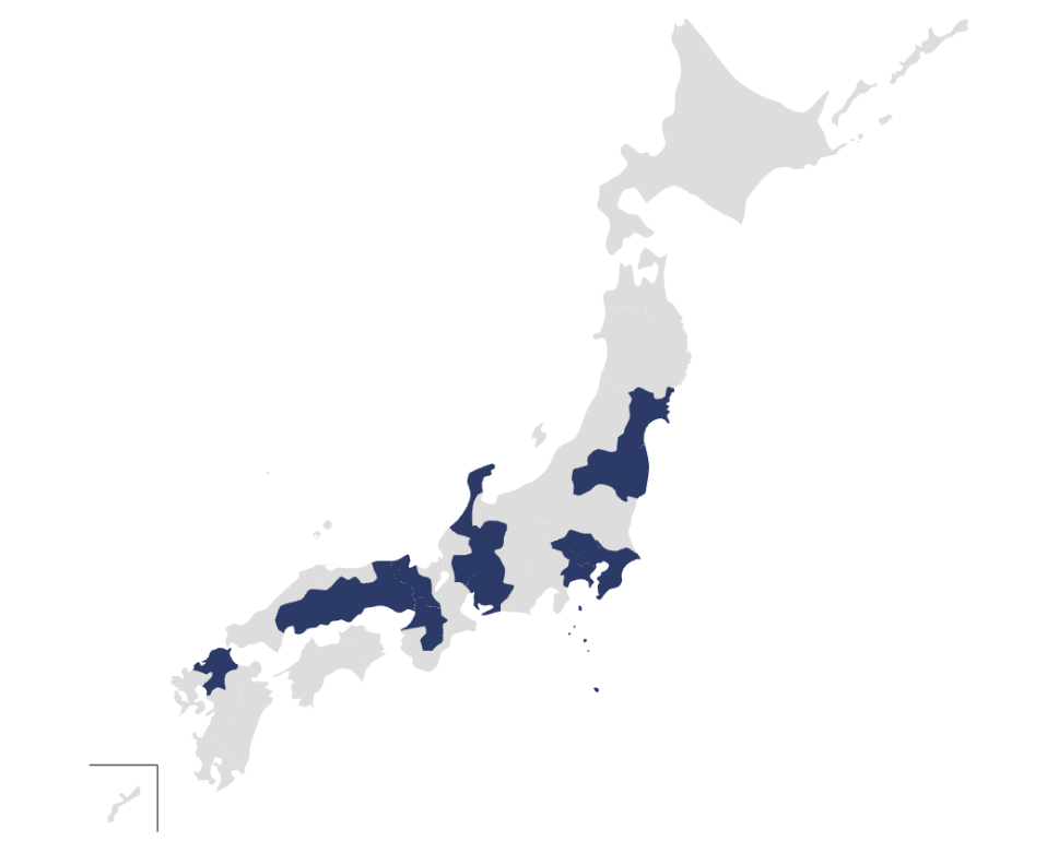 拠点のある道府県の地図